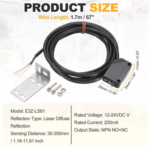 E3Z-LS61 Photoelectric Sensor For The Shop Floor Workhorse No Fuss 12-24V DC 200mA Laser Diffuse Reflection Four-Line Detection