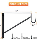 Built Tough Heavy Duty Closet Shelf And Rod Brackets Black Steel wall mount 11x10.6x3.3 inches with hook for clothes poles.