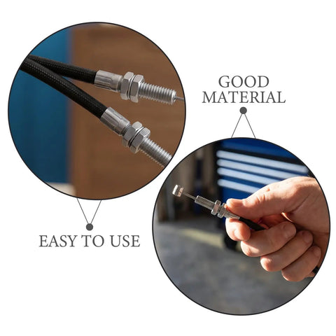 Heavy Duty Recliner Release Pull Replacement Cable, 39 Inch Length, close-up showing metal core and hand demonstrating use.