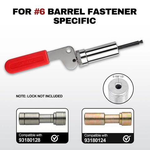 Super Heavy Duty Plunger Tool For #6 Barrel Nut Fasteners With Precision 0.158 Inch Fit, featuring alloy steel handle.