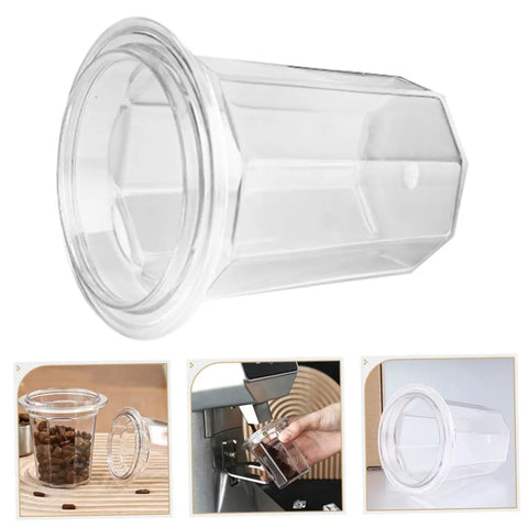 Clear plastic espresso dosing cup for coffee machines with anti scatter powder design, pro level coffee making supplies for home cafe use