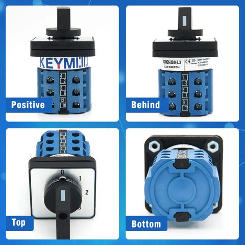 Heavy-Duty Rotary Changeover Switch 20A 660V Four Position Three Phase With 12 Terminals in multiple views
