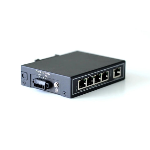 Unmanaged 5 Port Industrial Ethernet Switch 10/100Mbps Plug And Play With DIN Rail Or Wall Mount UL Listed Fanless Wide Temperature -30 to 75 C