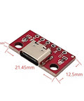 USB Type C Breakout Board 10 Pack With Solder Wire Included For DIY Projects 16 Pin PCB Adapter USB C Female Connector dimensions
