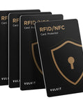 RFID Blocking Cards 4 Pack for Credit Cards and IDs, NFC Shield Wallet Protectors, black with gold lock design, set of four