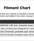 Get That Heavy Duty Chevy Silverado 3500 HD Running Like New With This Premium Universal Joint For Model Years 07 To 11 Designed For Center Rear Axle And Driveshaft Support Bearings To Keep Your Ride Smashing Without Getting Stuck, fitment chart