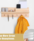 Four Pack Double Sided Mounting Tape 1.2 Inch By 120 Inch Heavy Duty Adhesive in use on wooden shelf with coat and keys