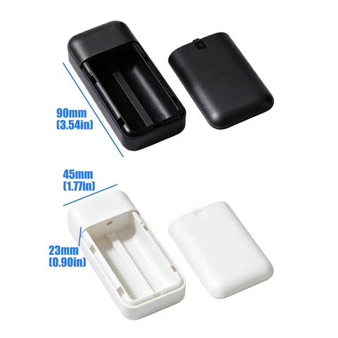 Built Different 18650 Battery Box For Two Flat Top Cells Featuring Heavy Duty Power Bank Enclosure Shell, dual-slot with black and white housings.