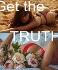 Collage of women in swimwear with flowers; text 'Get the TRUTH'; related to Lie Detector Polygraph Kit For Home Use.