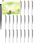 All In One Drip Irrigation Kit 25 Pack With 360 Degree Micro Spray Heads, 12 Inch Stakes, And 16 Inch 1/4 Inch Tubing