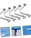 5 Pack Stainless Steel V Shaped Pool Pole Clips With Easy Push Button Snap Attachments For Secure Net Installation And Durable Connection
