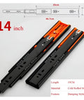 Heavy Duty Bottom Mount Buffer Drawer Slides Two Pack Smooth Glide Cabinet Runners, 14 inch, cold rolled steel material.