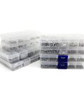 Micro Self Tapping Screw Set 304 Stainless Steel Rust Resistant M1.2 Through M4 Assorted Sizes for Wood and Plastic No Sweat Assembly 380 Piece Hardware Kit in clear storage boxes.