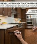 Complete 21 Piece Wood Scratch Repair Kit With Ten Color Touch Up Markers And Wax Filler Sticks For A No Sweat Quick Fix On Hardwood Floors Cabinets Desks Or Bedposts Today being used on wood cabinet.