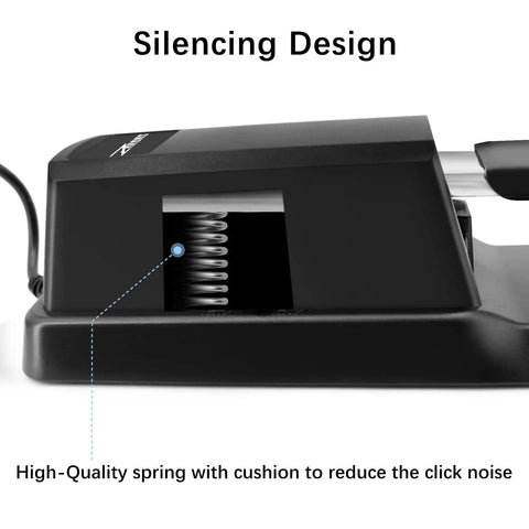Universal Sustain Pedal For Keyboard And Digital Piano With Polarity Switch Anti Slip Design highlighting silencing spring feature.