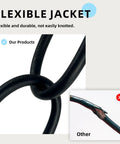 50 Ft Outdoor Extension Cord 12 Gauge 3 Conductor SJTW Heavy Duty Black Cable With 3 Prong Grounded Plug flexibility comparison