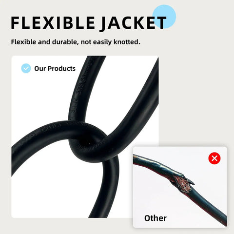 50 Ft Outdoor Extension Cord 12 Gauge 3 Conductor SJTW Heavy Duty Black Cable With 3 Prong Grounded Plug flexibility comparison