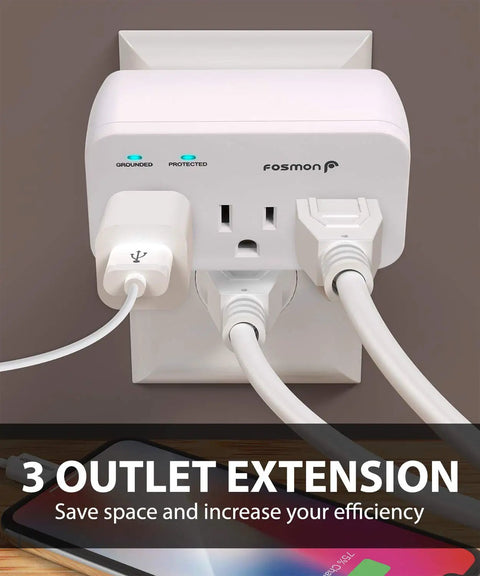 Three Outlet Heavy Duty Appliance Surge Protector 1200J 1875W ETL Listed For Fridge Microwave And Washer 3 Prong Power Strip 2 Pack