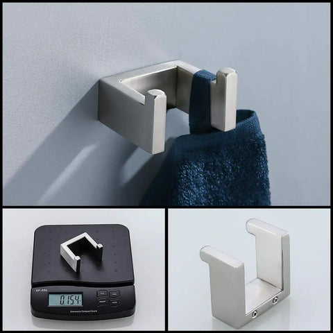 4 Piece Bathroom Hardware Set With Stainless Steel Towel Bar Towel Holder Robe Hook And Toilet Paper Holder Built To Last Dope Quality Rust Resistant SUS304 Bath Accessories For Everyday Use, featuring a stainless steel robe hook.