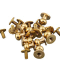 Straight Up Gold Tiny Drawer Knobs With Matching Screws, small round gold screws for cabinet hardware upgrades.