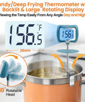 Digital Candy Thermometer With 10 Inch Long Probe And Pot Clip, Rotating Big Display For Candy Making, Instant Read