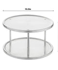 Super Slick Two Tier Spice Rack And Serving Tray, 10 Inch Brushed Stainless Steel Kitchen Organizer for jars and condiments.