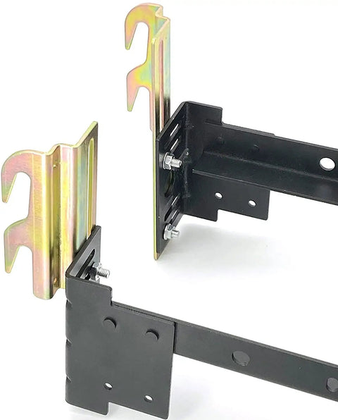 2 Pack Heavy Duty Model 711 Headboard Adapter Brackets with steel connectors for metal bed frame conversion.