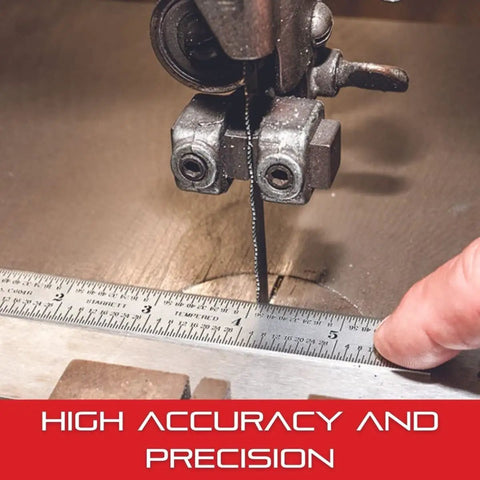 Aluminum Meter Stick Ruler 39.37 Inch Metric And English Dual Scale used in metalworking with high precision saw blade.