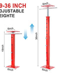 Heavy Duty Steel Crawl Space Jacks 4 Pack Adjustable Leveling Posts 19 To 36 Inches shown in red, highlighting adjustable height feature.