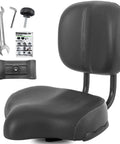 Oversized Bike Seat With Backrest For All Day Comfort And Easy Adjustable Height Saddle For Men And Women Wide Replacement For Tricycle Commuter City Electric Bike Mountain Road And Indoor Exercise Bikes, black memory foam seat