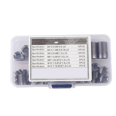 Thread Repair Kit 50 Pcs 302 Stainless Steel Inner Thread Self Tapping Inserts Set Pro Grade For Metal Bolts Damaged Threads Repair And Reinforcement Tool Tap Inserts For Heavy Duty Fastener Restoration, plastic case