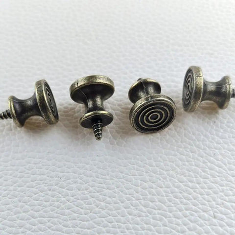 Slick 10 Piece Mini Drawer Knobs With Solid Antique Brass Finish And Hella Durable Rustproof Metal Hardware For Sweet Cabinet Makeovers Including No Sweat Self Tapping Screws For Quick DIY Swaps