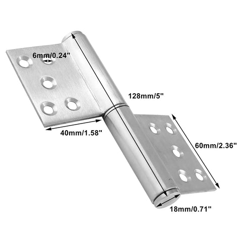 Tough As Nails 5 Inch Heavy Duty Lift Off Hinges, 304 Stainless Steel Detachable Cabinet And Window Door Mounts showing detailed dimensions.