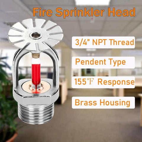 Built Tough 6 Piece Pendent Fire Sprinkler Heads 3/4 Inch 155 Degree Quick Response Brass Bodies With NPT Thread image showing a brass fire sprinkler head.