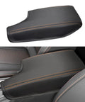 Subaru Crosstrek Center Console Armrest Cover Leather With Orange Stitches For 2018 2023 Crosstrek and 2017 2023 Impreza close-up