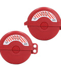 2 Pack Ball Valve Lockout Device Heavy Duty Padlock Gate Valve Safety Hasp with red nylon construction and lockout indicators.