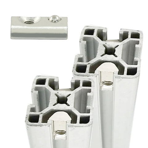 Badass M3 Half Round Roll In T Nuts 50 Pack Sliding Snap Action Fasteners for 2020 Aluminum Extrusion Profiles shown with aluminum profiles.