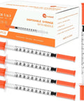 One Milliliter Syringe With 30G 5/16 In (8mm) Needle, Disposable U-100 Calibrated, Lab Grade Polypropylene Barrel With Reinforced Plunger, Individually Wrapped, 30 Pack, Perfect For Precise Dosing And Quick Prep. 1 ml syringe and box