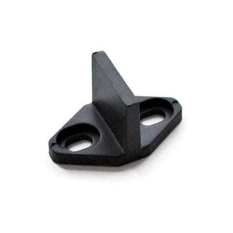 Close-up of a black steel component from the Double Sliding Barn Door Hardware Track Kit In Black Steel For Closet And Interior Doors