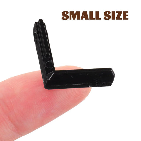 Hella Sturdy Aluminum L Shape Inside Corner Brackets Set For Crushing Your Biggest Frame Builds With Smooth Concealed Joints And Gotta Have Heavy Duty Extrusion Assembly Hardware, small size, matte black finish.