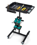 Rolling Work Table With Adjustable Height, Mobile Tool Cart For Drills And Bits Storage, Portable Mechanic Cart On Wheels