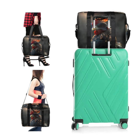 Waterproof Weekender Carry On Duffel For Women Durable Gym Bag And Overnight Travel Tote on luggage in three views