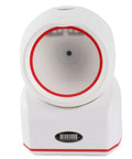Front view of Super Tough USB 2D 1D Barcode Scanner made from rugged ABS for heavy-duty retail with omnidirectional scanning.