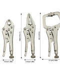 Pack Of 3 Heavy Duty Locking Clamps Pliers For A Rock Solid Grip In Woodworking, Metal Fabrication And Repairs, size comparison