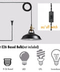 Industrial Plug In Pendant Light With Switch Black Barn Style Ceiling Lamp for Kitchen and Bar setup guide with switch details