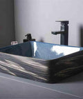 UYTROPLK Bathroom Vessel Sink Small Oval Ceramic Outdoor Indoor Bathroom Vintage Pedestal Basin with Accessories Patio Washbasin Bathroom Sink in elegant blue finish.