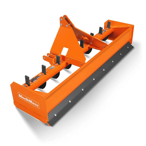 96 Inch Box Blade Scraper For Tractors With 8 Shanks, 3 Point Hitch Attachment, Fits 30 To 70 HP, Heavy Duty Steel Frame