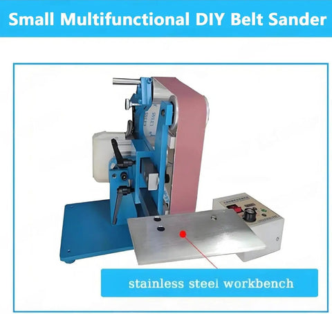 Xoiasth 750W Brushless Electric Belt Sander With 915 X 50mm Sanding Belt And Stainless Steel Workbench, compact design, versatile use.