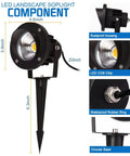20W Led Outdoor Landscape Spotlight Kit With Stake Waterproof 12V To 24V AC DC Low Voltage Garden Lighting For Trees And Flags Ultra Warm 3000K 4 Pack with components shown