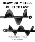 Dual Size Planting Auger Drill Bit Set With 3x9 Inch And 1.6x9 Inch High Efficiency Spiral Bits, heavy duty steel, built to last.